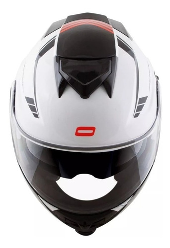Imagem 2 de 6 de Capacete para moto escamoteável Norisk FF345 Route branco, preto e vermelho motion tamanho 54