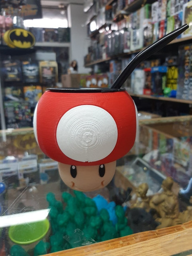 Mate Con Bombilla Hongo Mario Bros Impresión 3d