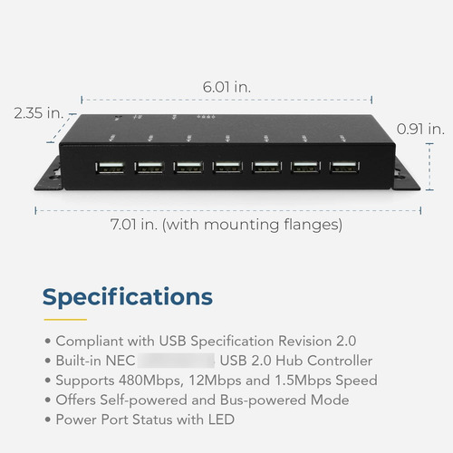 Hub De Metal 7 Puertos Usb 2.0 Para Pc-mac