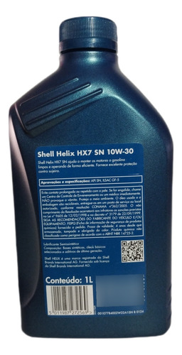 Kit 4 Litros De Óleo Shell Helix Hx7 10w30 Semissin.tetico