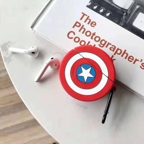 Imagen 2 de 4 de Funda De Silicona Para AirPods, Diseño Capitán América
