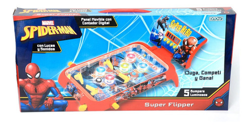 Imagen 2 de 5 de Super Flipper Spiderman Electronico Con Luz, Sonido Marvel