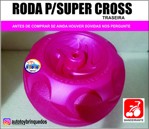 Roda Traseira Rosa P/ Moto Super Cross 6v Bandeirante