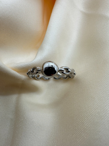 Anillo Cadena Con Circulo Plateado Diseño Coreano Moda