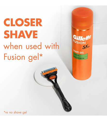 Gillette Fusión 5, 1 Mango Rastrillo, 4 Cartuchos Repuesto