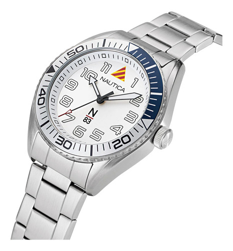 Reloj Nautica-n83 Cab Finn World 3 Manecillas Caratula Plata Plateado Plateado Blanco