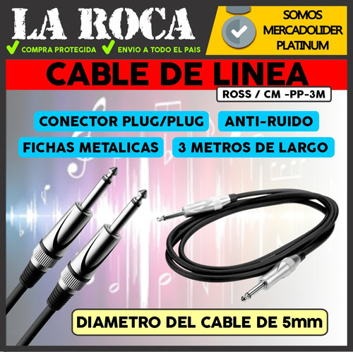 Imagen 3 de 10 de Cable Plug Linea Para Instrumento Guitarra Bajo