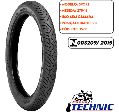 Kit Pneu 100/90-18 + 80/100-18 Sem Câmara Sport Technic