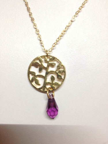 Arbol Tribal C/ Swarovski Y Cadena Oro Laminado 22k