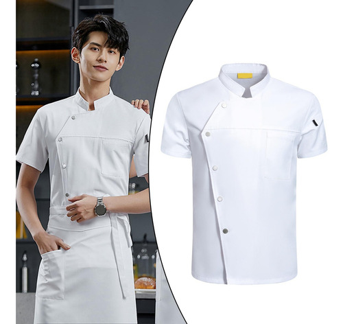 . Chef Coat Jacket Snap Button Ropa Uniforme For Cocina