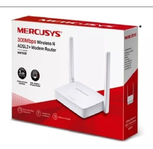 Modem Adsl2+ Router Wifi N 300mbps Aba Cantv Mercusys Mw300d