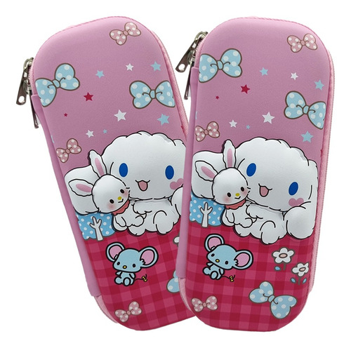 Estuche Lapicera Escolar 3d Kuromi Y Hello Kitty Kawaii 1pz. Color Rosa Claro Cinnamoroll