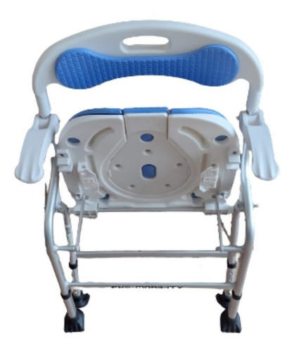 Silla Cómodo Ducha Aluminio Descansabrazos Azul De Lujo