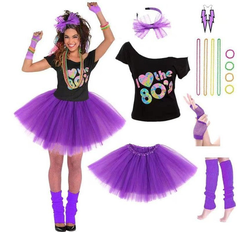 Mujer De 80's Trajes Con Accesorios Set Verde Tutu 59h4p