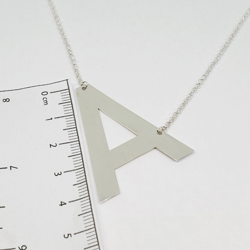Imagen 4 de 6 de Cadena Plata Rolo Con Letra Inicial A Grande 35 X 40mm