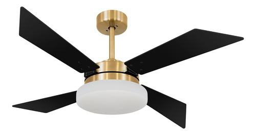 Ventilador De Teto Volare Dourado Vd50 Tech Preto 110v Luxo Diâmetro 121 cm Frequência 127 Material das pás MDF Quantidade de pás 4 127V