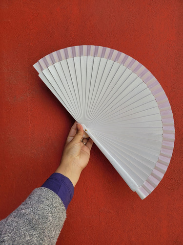 Abanico De Madera De Abedul Lisos En Colores 23cm Color Blanco Liso
