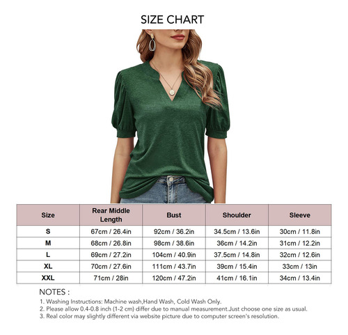Blusa De Manga Abullonada Para Mujer, Cuello En V, A La Moda