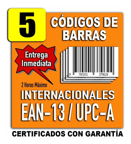 5 Códigos De Barras Ean / Upc Vírgenes Amazon Y Mercadolibre