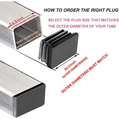 Tapones De Extremo De Tubería Rectangular De 2 X 3 Pul...
