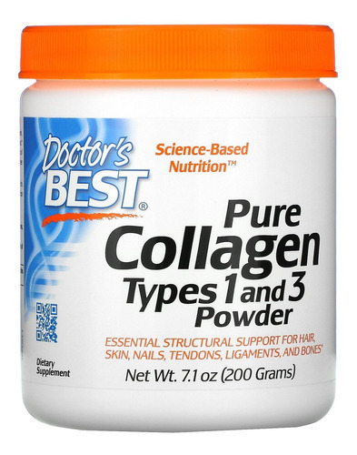 Doctor's Best Colágeno Collagen Types 1 & 3 Pó 200g Importad