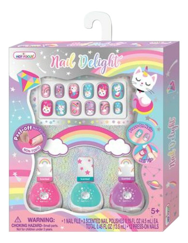 Kit Manicura Niñas 3 Esmaltes Perfumados Y 12 Uñas Postizas