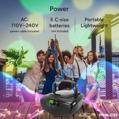 Reproductor De Cd Portátil Philco Boombox Con Bluetooth, ...