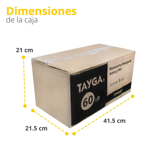 Mancuerna Hexagonal Caucho 60 Lb ( 27 Kg) Cross Gym 1 Pza Color Negro