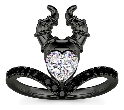 Anillo Malefica Oro Negro Corazón Gotico Original Dtup®