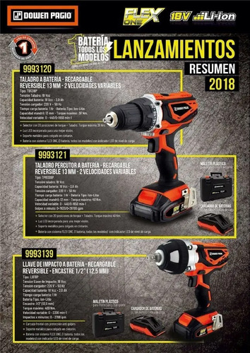 Taladro Atornillador Percutor Dowen Pagio 13mm - 18v 9993121 | Envío gratis