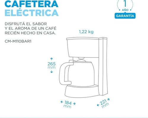 Imagen 4 de 5 de Cafetera Midea De Filtro Cm-m11obar1 Super Oferta