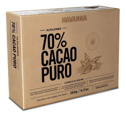 Alfajor Havanna Cacao 70% Caja X 4 Unidades