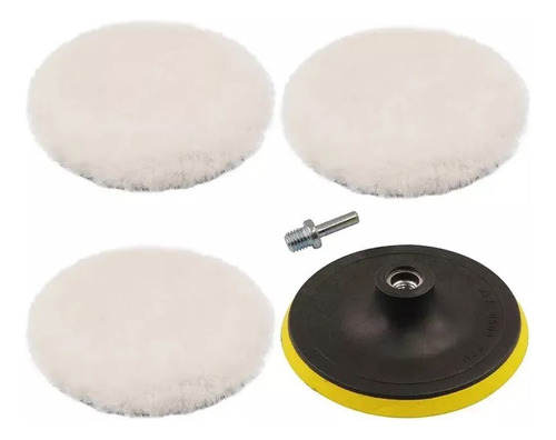Kit Polimento Vidro Polir Carro Moto Boina De Lã Sintetica
