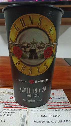 Vaso De Guns N Roses + 2 Boletos De Colección 