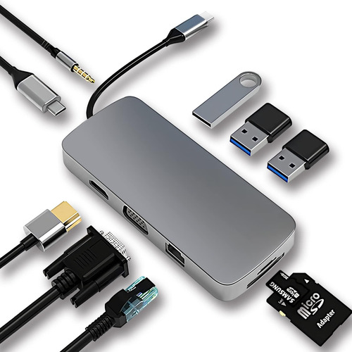 Estación De Acoplamiento Usb-c Hub, Adaptador Multiporta