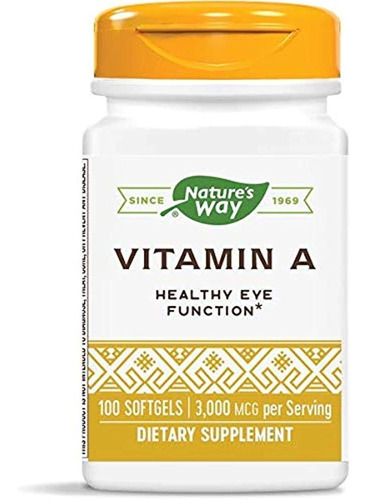 Nature's Way Vitamina A, 3.000 Mcg Por Porción, 100 Cápsulas