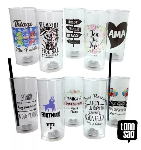 Vaso Led + Sorbete + Vinilo Ahsivo Personalizado