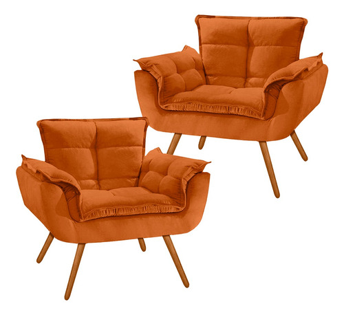 Kit 2 Poltrona Poltrona Poltrona Macia Confortavél Visammer Cor Terracota