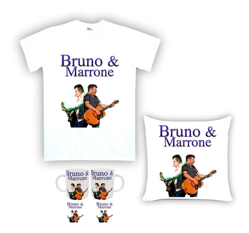 Imagem 1 de 1 de Kit Camiseta, Almofada E Caneca Bruno E Marrone