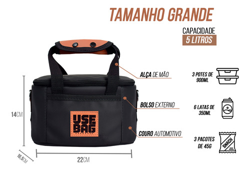 Kit 5 Bolsas Lancheira Térmica Personalizadas Brinde Marmita