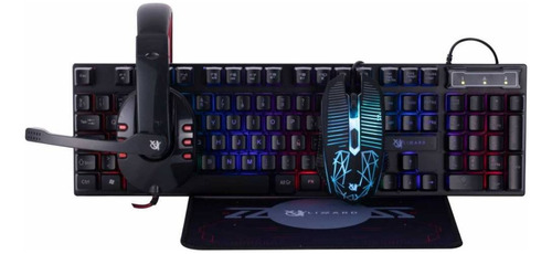 Kit Gamer Teclado/mouse/auricular/mousepad /  X-lizzard 