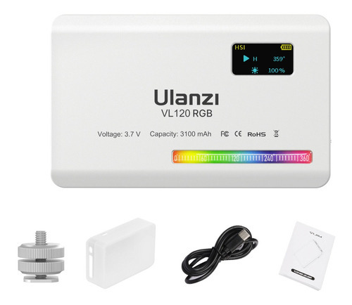 Mini luz LED de vídeo Ulanzi Vl120 Rgb, 2500 k-9000 K, color blanco, 220 V