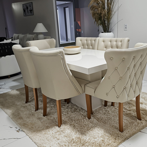 Conjunto Mesa Jantar 1,90 X 0,90 C/ 6 Poltronas Com Braço