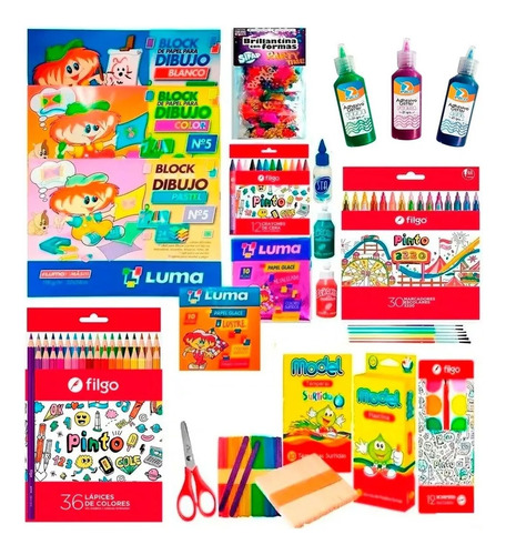 Kit Arte Completo Para Niños Block Dibujo Lapices Colorear 