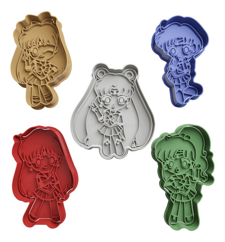 Set De 5 Cortantes De Galletas Sailor Moom  Chibi