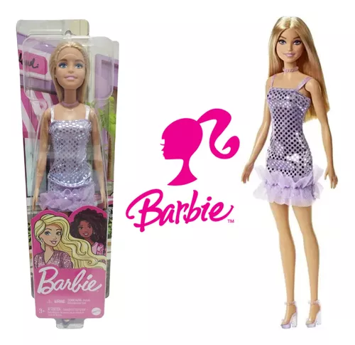 Boneca Barbie Vestido Glitter Loira T7580 - Original Mattel