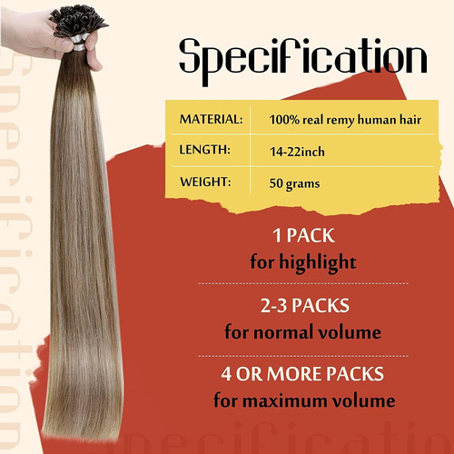 Extensiones Cabello Natural 14in Balayage #3/8/22 Casta 50gr