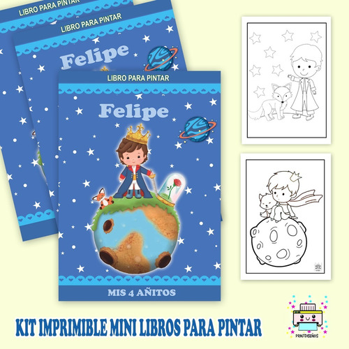 Kit Imprimible Mini Librito Personaliza Pintar El Principito