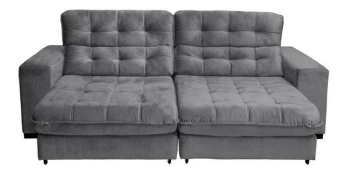 Sofá Molas Ensacadas e Pillow Top 2,30mts Pluma Cinza New Califórnia Sofá Casa