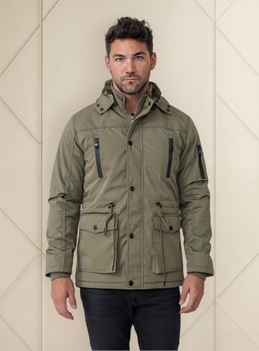 Campera Parka Nylon Hombre Importada Con Piel Interna